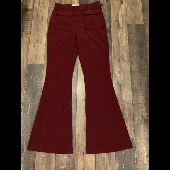 Burgundy wide leg pants - Picture 1 of 1